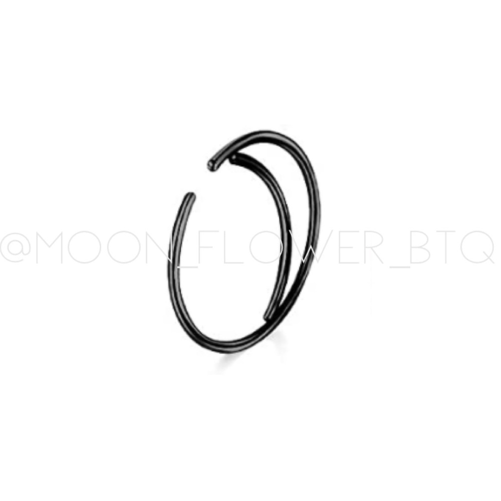 Tiny Crescent Moon Fixed Hoop Nose Ring
